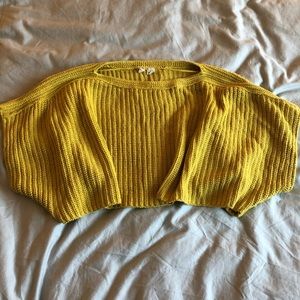Yellow Anthropologie cropped Moth sweater